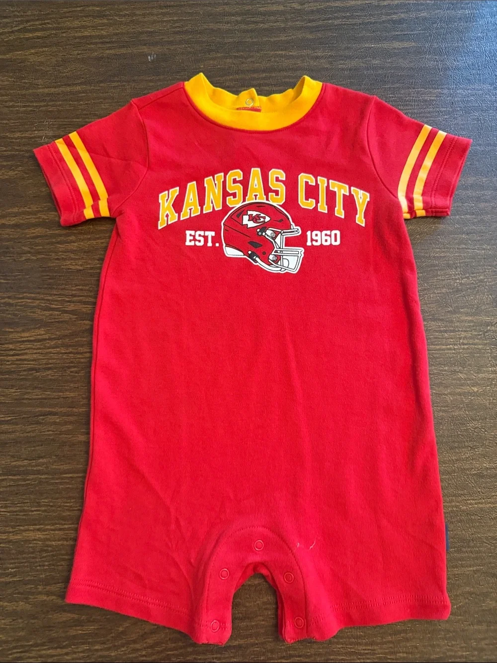 NFL Kansas City Chiefs Red and Yellow Baby One-Piece Bodysuit